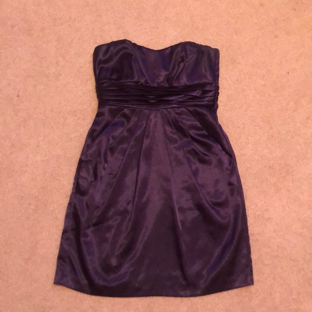 Purple strapless dress